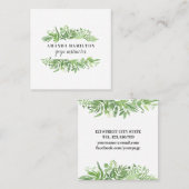Modernes Chic Wasserfarbe Wilde Wiese grün Blattwe Quadratische Visitenkarte (Vorne/Hinten)