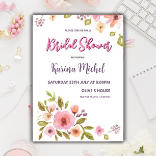Modernes Chic-Wildblume-Brautparty Einladung
