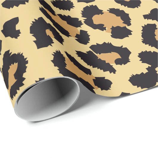 Modernes Chic Wildlife Leopard Tierdruckmuster Geschenkpapier (Rolleneckpunkt)