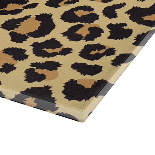 Modernes Chic Wildlife Leopard Tierdruckmuster Schneidebrett (Ecke)