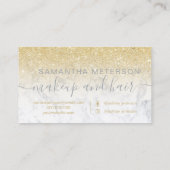 Modernes ChicgoldGlitter ombre Marmor-Make-uphaar Visitenkarte (Rückseite)
