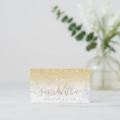 Modernes ChicgoldGlitter ombre Marmor-Make-uphaar Visitenkarte (Stehend Vorderseite)