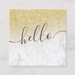 Modernes ChicgoldGlitter ombre weißer Marmor hall Quadratische Visitenkarte