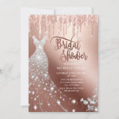 Modernes Chick Rose Gold Glitzer Hochzeitskleid Einladung (Vorderseite)