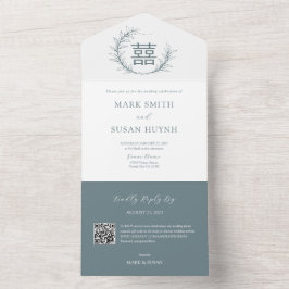 Modernes Chinesisch in einer Hochzeitseinladung All In One Einladung