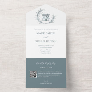 Modernes Chinesisch in einer Hochzeitseinladung All In One Einladung