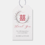 Modernes chinesisches Doppel-Happy-Tag Geschenkanhänger (Vorderseite)