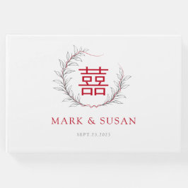 Modernes chinesisches Doppelglücksbuch für Hochzei Gästebuch