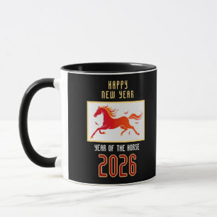 Modernes Chinesisches Feuerpferd Neujahr 2026 Tasse