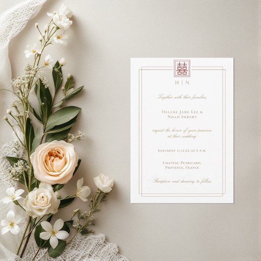 Modernes chinesisches Hochzeitsmenü mit doppeltem 
