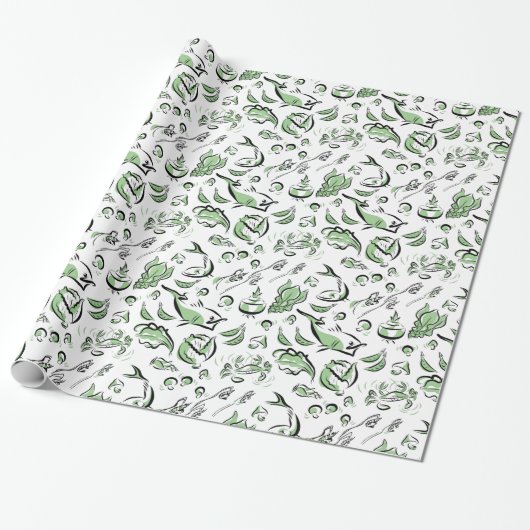 Modernes Chinesisches Kochbuch Zeichnend Wrapping Geschenkpapier (Ungerollt)
