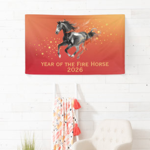 Modernes Chinesisches Neujahr 2026 Pferd Tinte Neu Banner