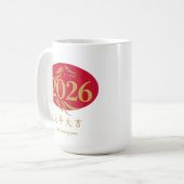 Modernes chinesisches Neujahrs-Pferdekopf-Rotgold Kaffeetasse (Vorderseite Links)