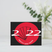 Modernes chinesisches Neujahrsfan Red 2022 Postkarte (Stehend Vorderseite)