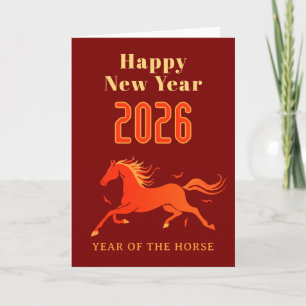 Modernes Chinesisches Pferd Neujahr 2026  Karte