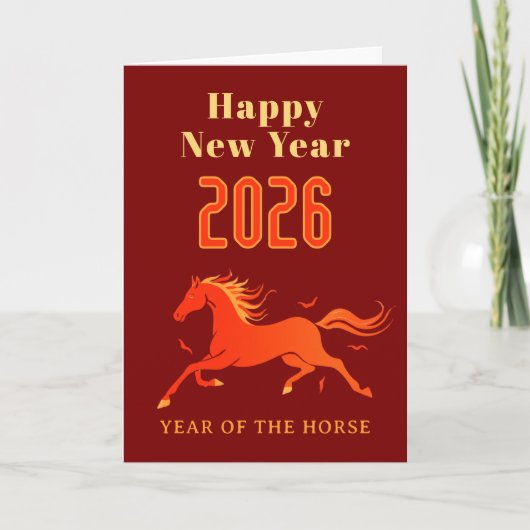 Modernes Chinesisches Pferd Neujahr 2026 Karte (Vorderseite)