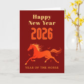 Modernes Chinesisches Pferd Neujahr 2026 Karte (Gelbe Blume)