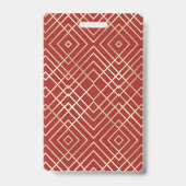 Modernes chinesisches rotes Art Deco Geometrisches Ausweis (Rückseite)