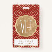 Modernes chinesisches rotes Art Deco Geometrisches Ausweis (Vorderseite)