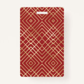 Modernes chinesisches rotes Art Deco Geometrisches Ausweis (Rückseite)