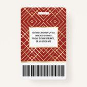 Modernes chinesisches rotes Art Deco Geometrisches Ausweis (Rückseite)