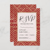 Modernes chinesisches rotes Art Deco Geometrisches Begleitkarte (Vorne/Hinten)