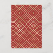 Modernes chinesisches rotes Art Deco Geometrisches Begleitkarte (Rückseite)