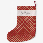 Modernes chinesisches rotes Art Deco Geometrisches Kleiner Weihnachtsstrumpf (Rückseite)