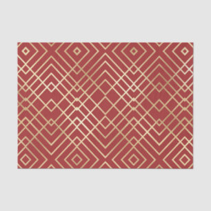 Modernes chinesisches rotes Art Deco Geometrisches Seidenpapier