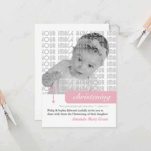 Modernes Christening oder Taufe Einladung (Vorderseite/Rückseite Beispiel)