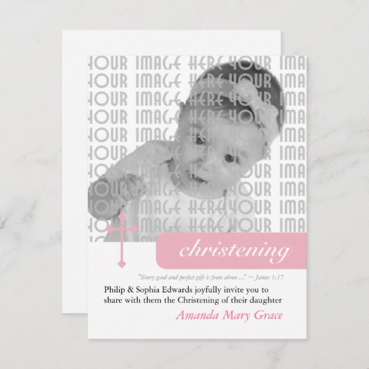 Modernes Christening oder Taufe Einladung (Vorne/Hinten)
