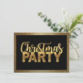 Modernes CHRISTMAS PARTY Black Gold Glitzer Einladung (Stehend Vorderseite)