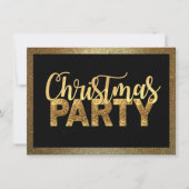Modernes CHRISTMAS PARTY Black Gold Glitzer Einladung (Vorderseite)