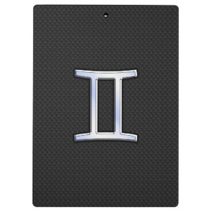 Modernes Chrome wie Gemini Zodiac Symbol Klemmbrett