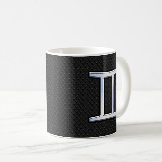 Modernes Chrome wie Gemini Zodiac-Zeichen Kaffeetasse (VorderseiteRechts)