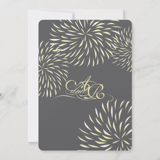 Modernes Chrysanthemum aus der Blüte Grau und Gelb Einladung (Rückseite)