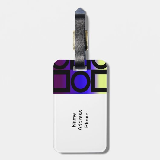 Modernes Circle and Square Design Gepäckanhänger (Rückseite vertikal)