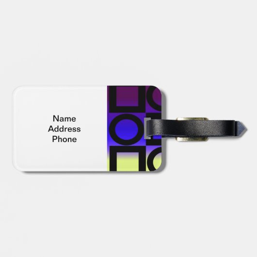 Modernes Circle and Square Design Gepäckanhänger (Rückseite horizontal)