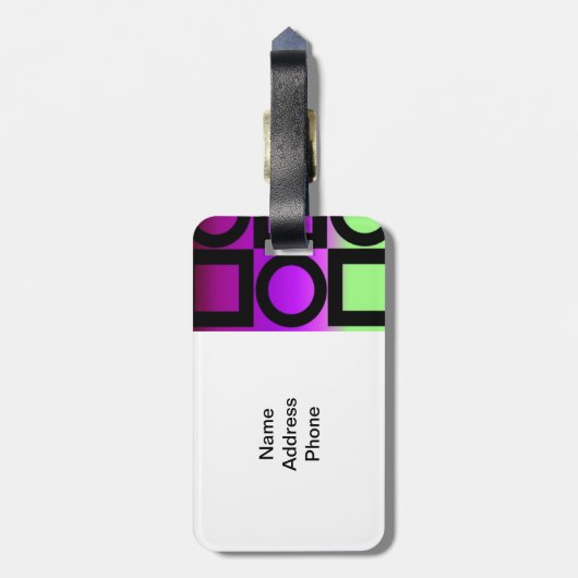 Modernes Circle and Square Design Gepäckanhänger (Rückseite vertikal)