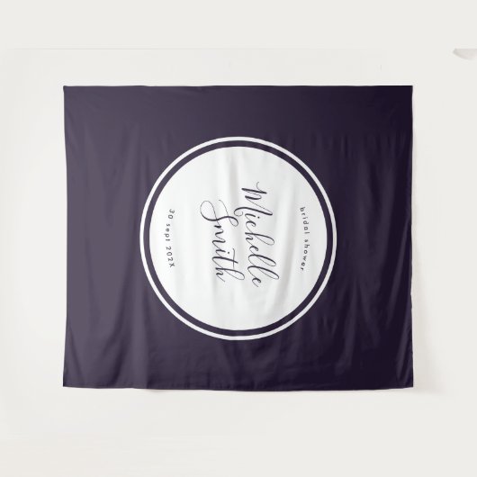 Modernes Circle Schlicht Boho Lila Brautparty Wandteppich (Vorderseite (Horizontal))