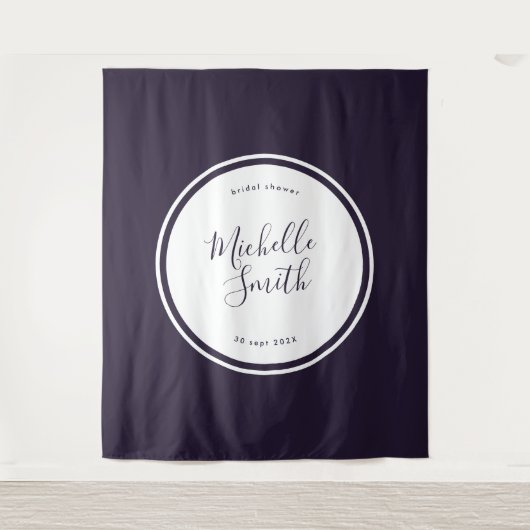 Modernes Circle Schlicht Boho Lila Brautparty Wandteppich (Vorderseite)