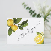 Modernes Citrus Lemon Brautparty Dankeskarte (Stehend Vorderseite)