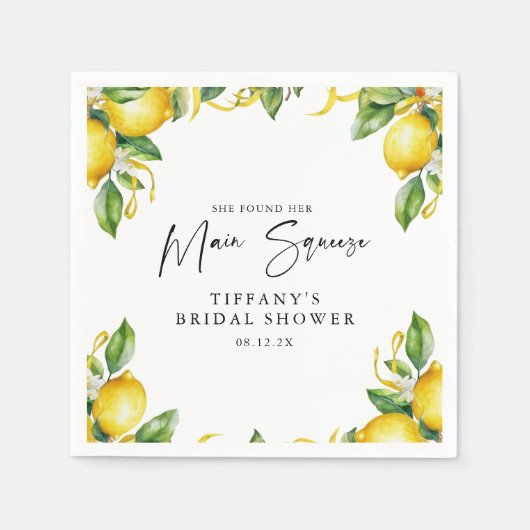 Modernes Citrus Lemon Brautparty Serviette (Vorderseite)