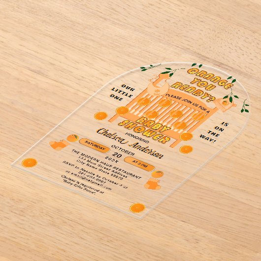 Modernes Citrus Luxury Orange You Ready Baby Dusch Acryleinladungen (Ablage )