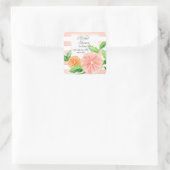 Modernes Citrus Pink Grapefruit Orange Brautparty Quadratischer Aufkleber (Tasche)