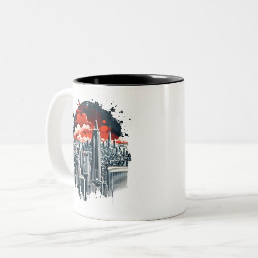 Modernes City Skyline Tasse Design (Vorderseite Links)