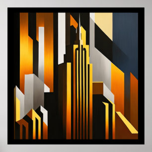 MODERNES CITYSCAPE METROPOLIS ART DESIGN POSTER