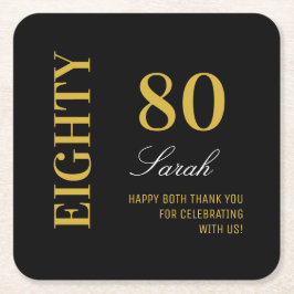 Modernes Classic Black 80. Geburtstags Cocktail Pa Rechteckiger Pappuntersetzer