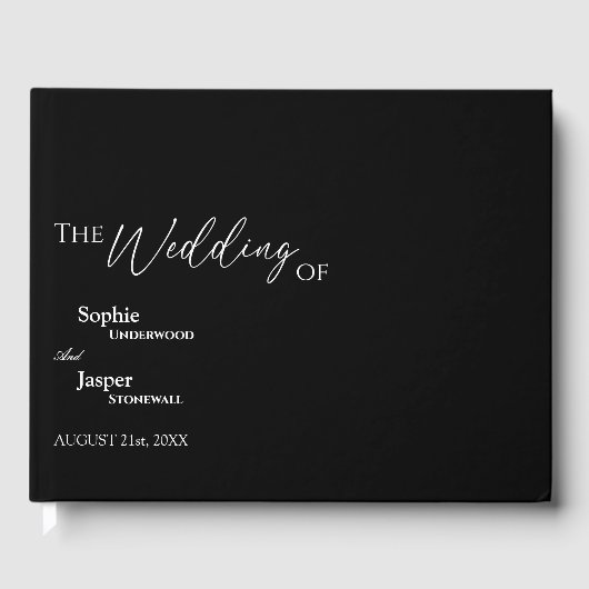 Modernes Classic Black Wedding Gästebuch (Vorderseite)