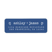 Modernes Classic Blue Wedding Return Label (Vorne)